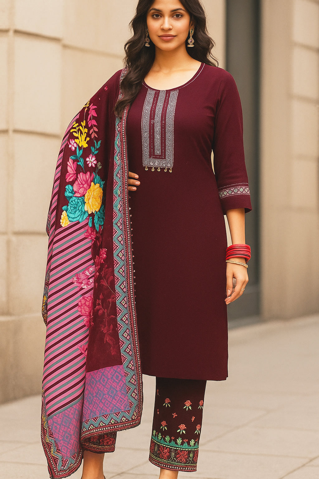 Reyan straight-cut kurti set