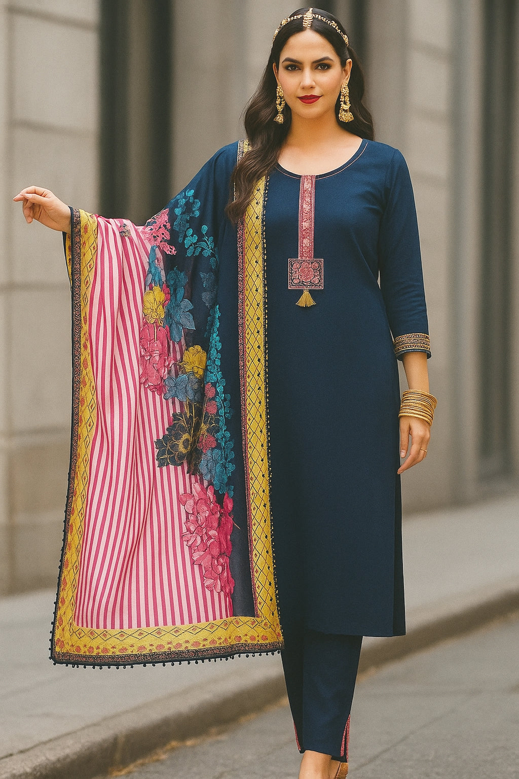 Reyan straight-cut kurti set
