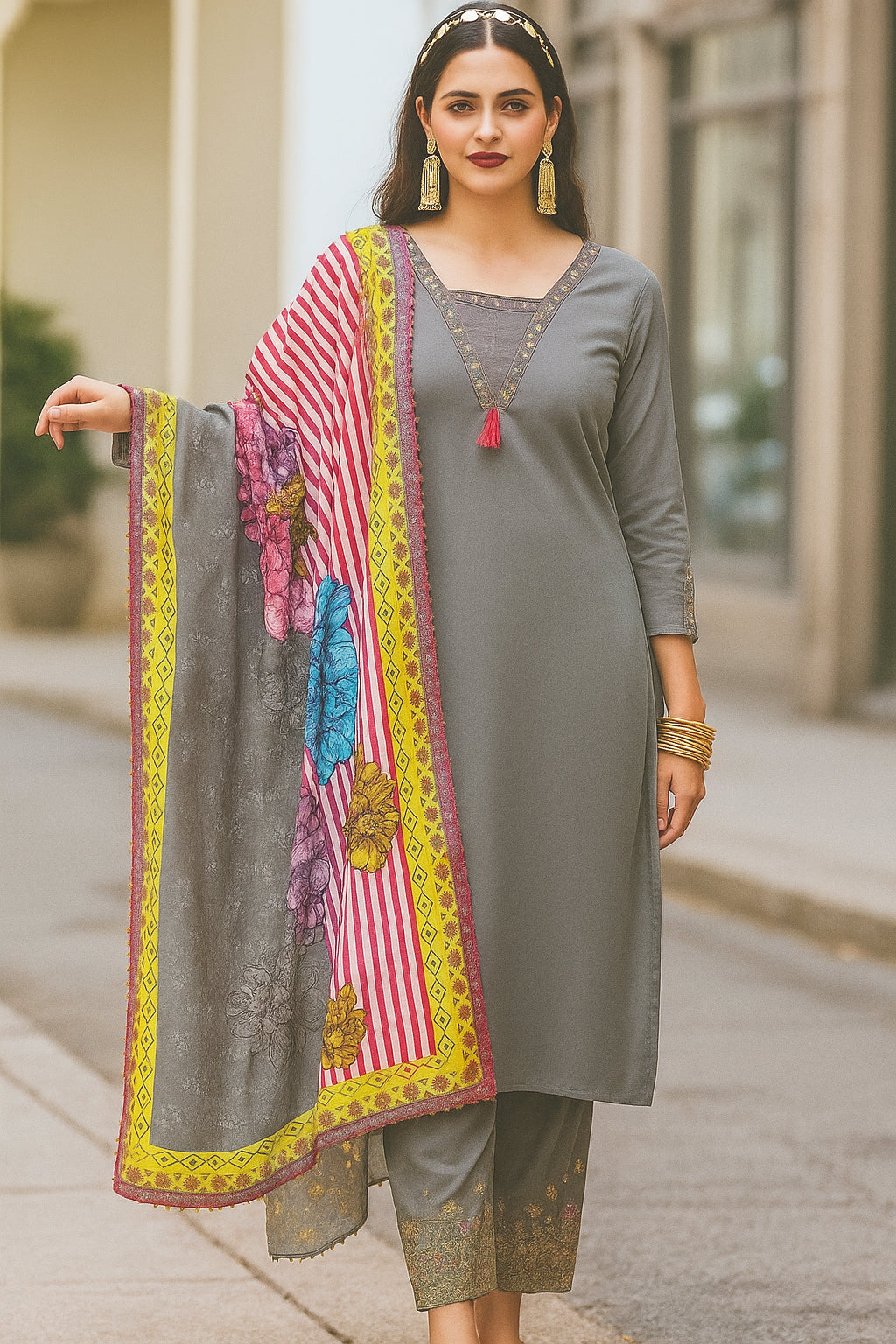 Reyan straight-cut kurti set